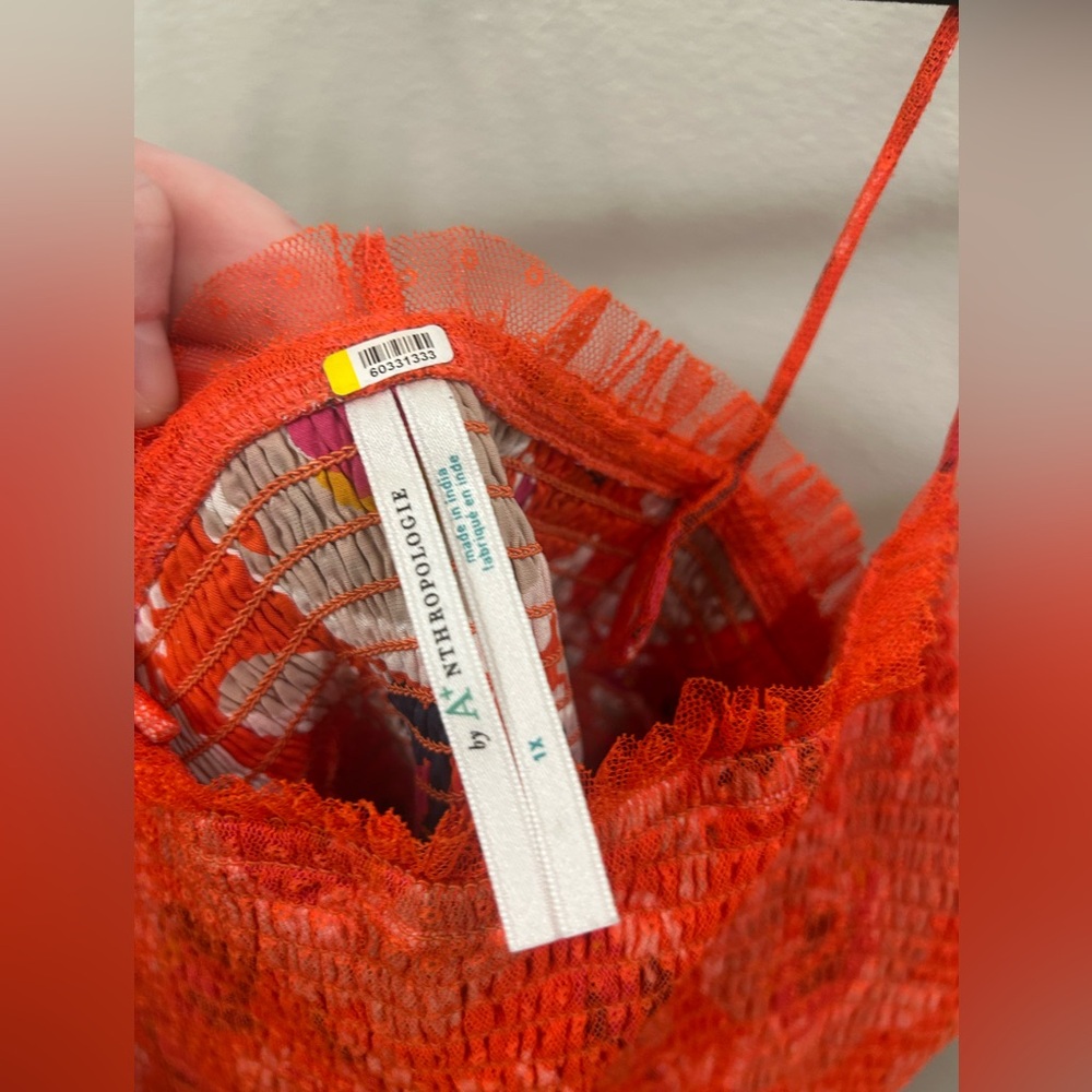 ๐ฅEUC! Anthropologie Vibrant Orange Tulle Dress - Picture 2 of 3